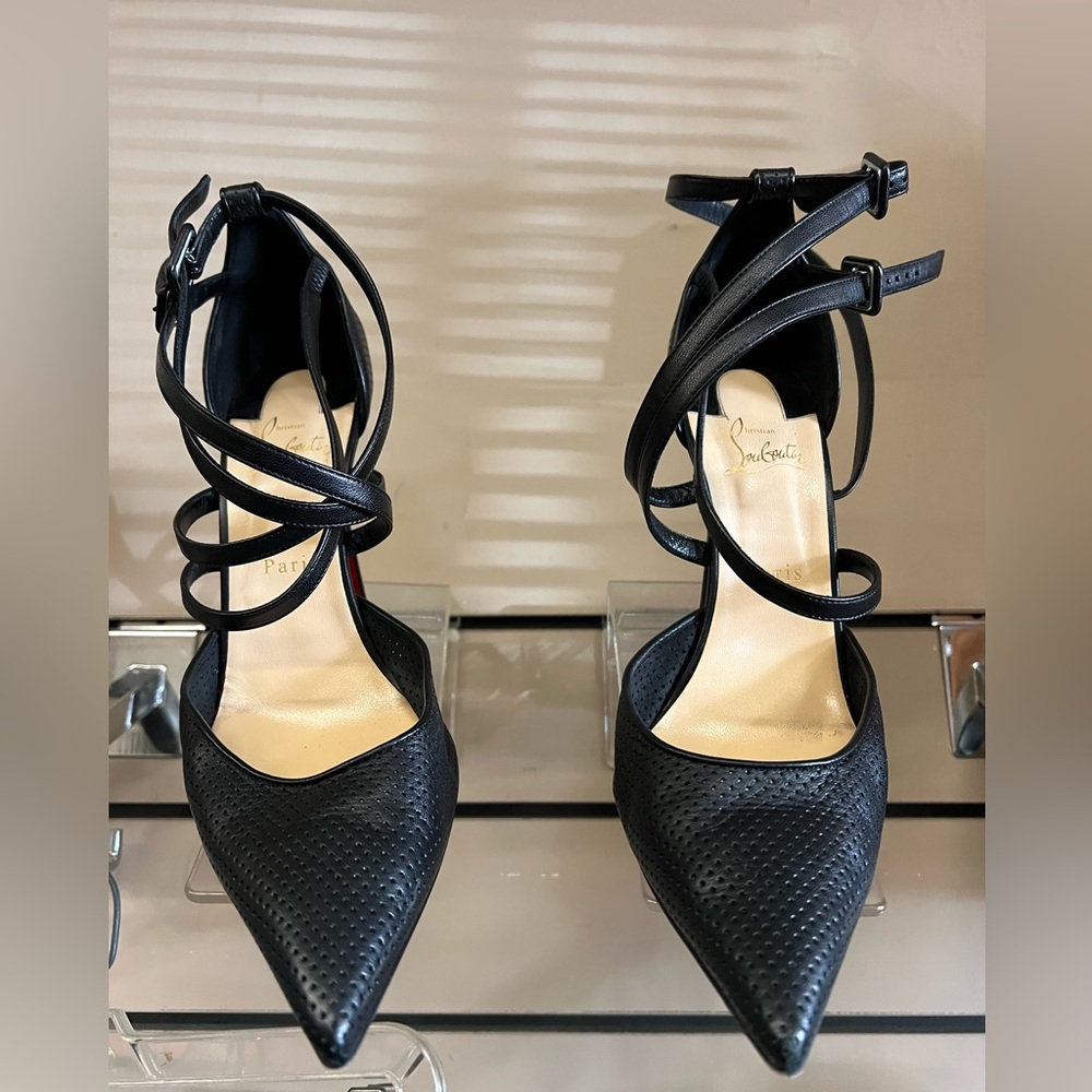 Black Louboutin Pointed Strap Heel